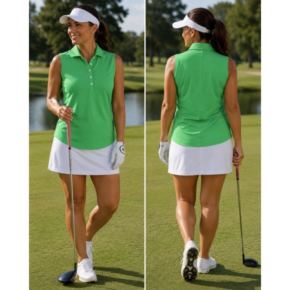 Nike Golf Tour Performance Dri-FIT Sleeveless Polo Shirt Green Womens XL